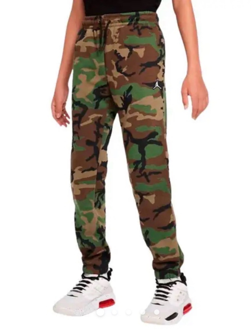 Jordan Essentials Joggers Boys L Green Camo Fleece Drawstring Waist 12-13y NWOT